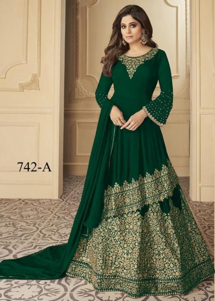 Green Color Party Wear Designer Straight Long Suit :: MY SHOPPY LADIES WEAR