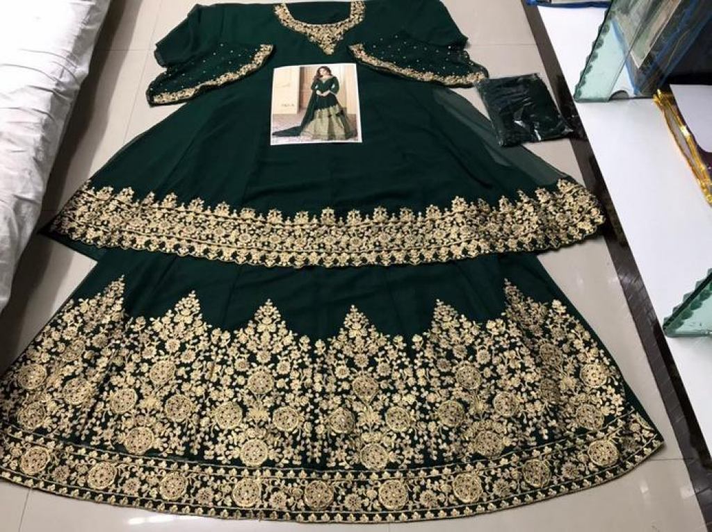 Buy Online Designer Green Color Faux Georgette Codding Embroidery