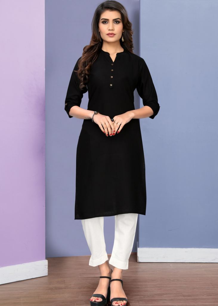 Buy Black Rayon Viscose Casual Wear Fancy Kurti Online From Wholesale  Salwar.