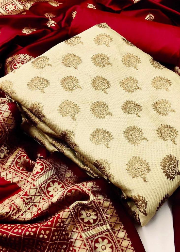 Women s Banarasi Silk Blend Unstitched Salwar Suit Material | eBay