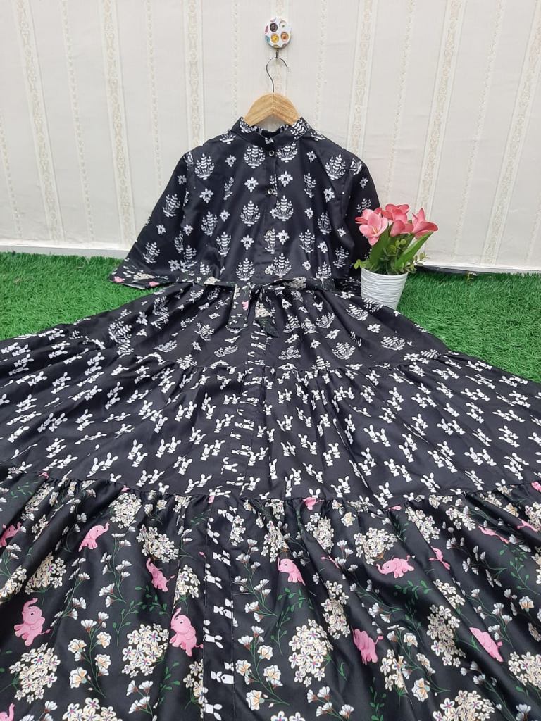 Arya Dress Maker 01 Elara Gown Pink Full Stitched Cotton Slub Gown and  Dupatta