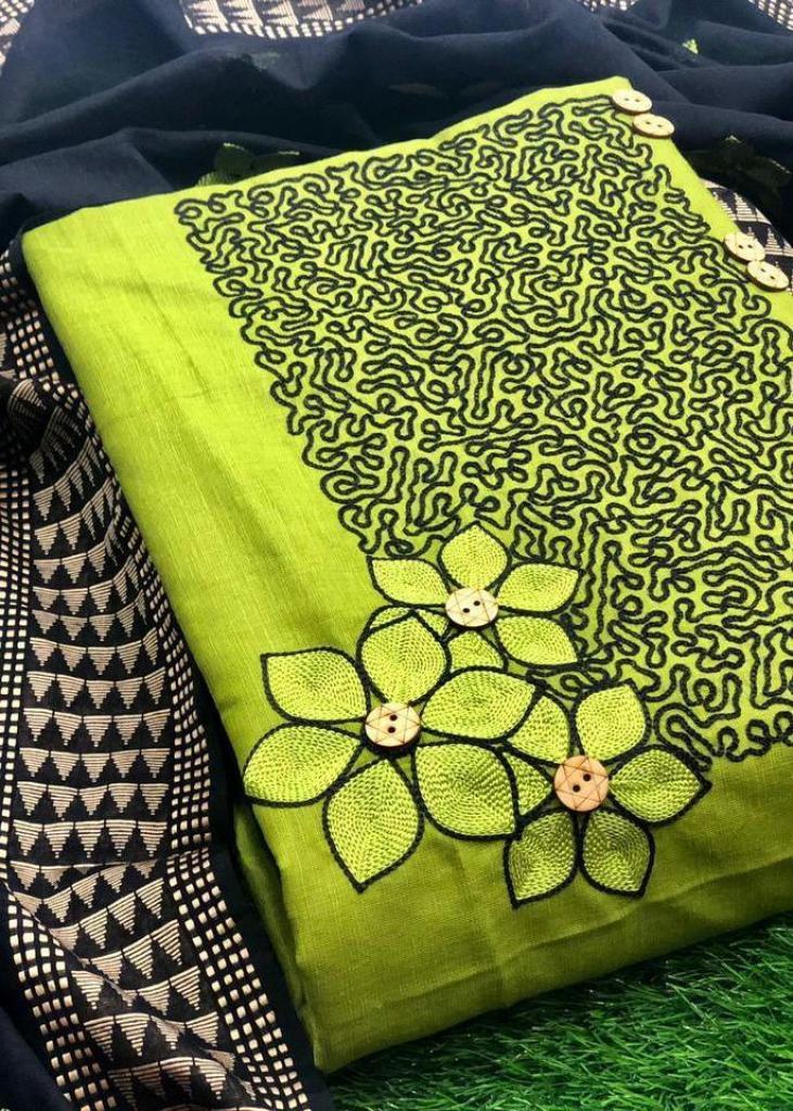 Buy Light Green Slub Cotton Regular Wear Printed Work Dress Material Online  From Wholesale Salwar.