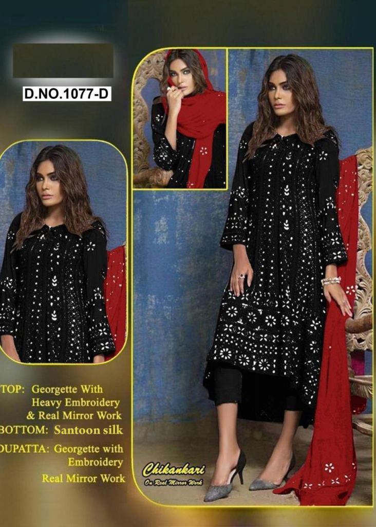 ISHIEQAs Chikankari Black Georgette Kurta -MV0804E