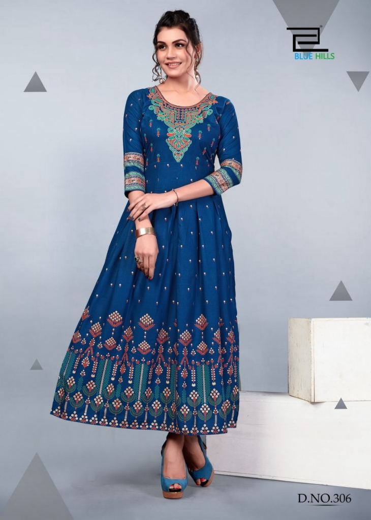 Buy Blue Hills Rasberry Anarkali Kurti Collection