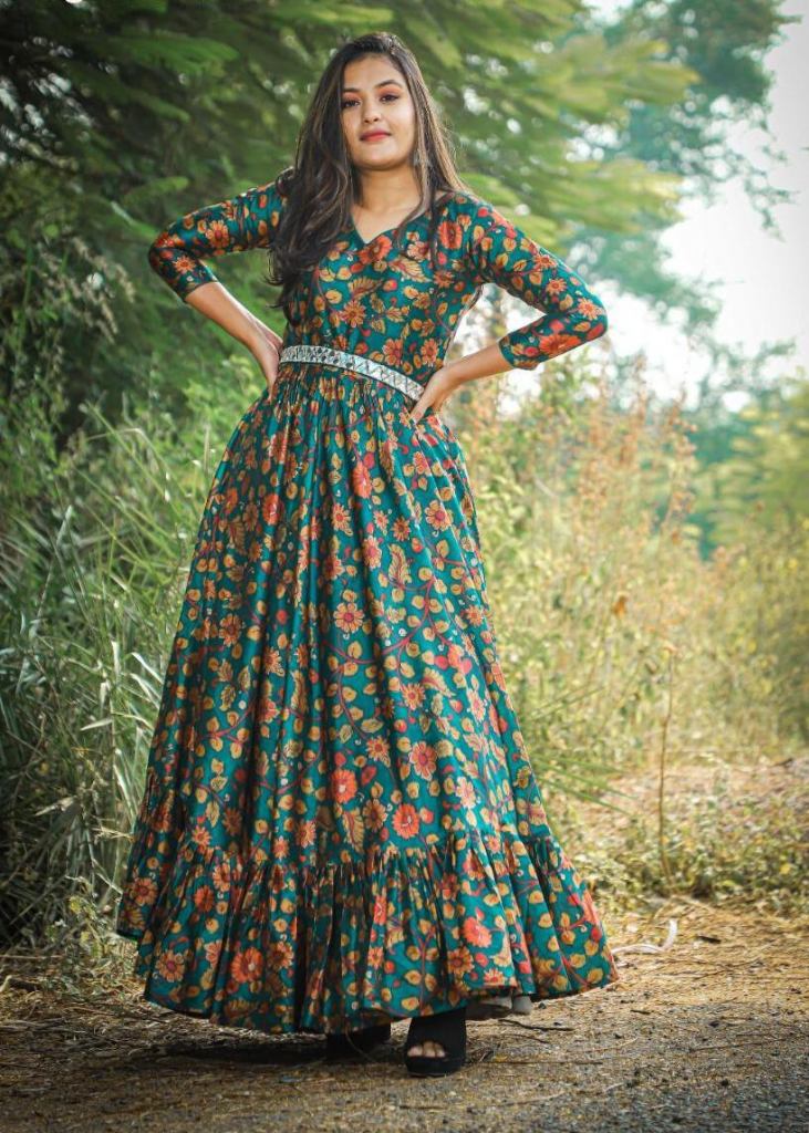Beautiful Blooming Georgette Ready To Wear Anarkali Gown With Dupatta