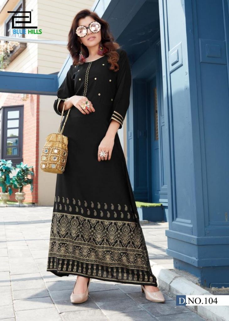 Buy THE PRINTEX INDIA Rayon Anarkali Style Kurti middi Gown Pattern Type  140gram fine Rayon Quality Kurti for All Occasion Black Color at Amazon.in