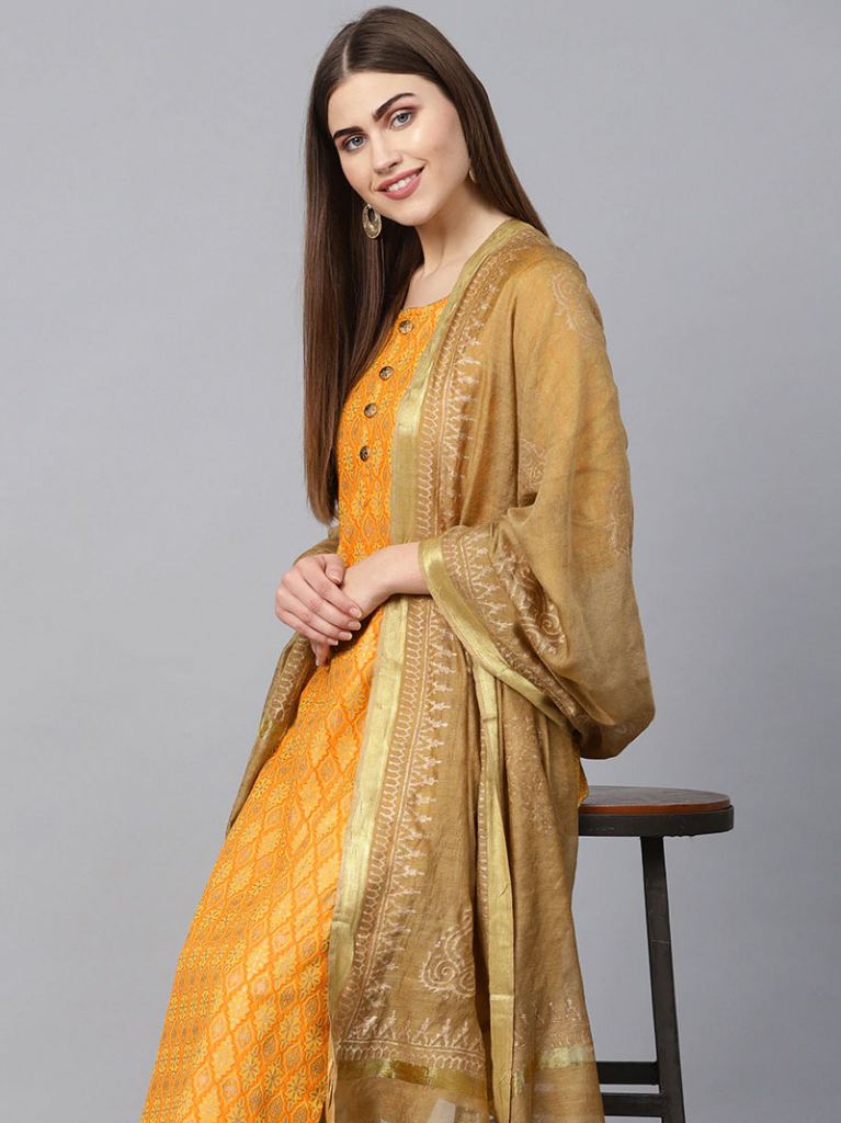 Buy online Yellow Embroidered Three Quarter Sleeve Suit Set from ethnic  wear for Women by Scakhi for ₹2409 at 71% off | 2024 Limeroad.com