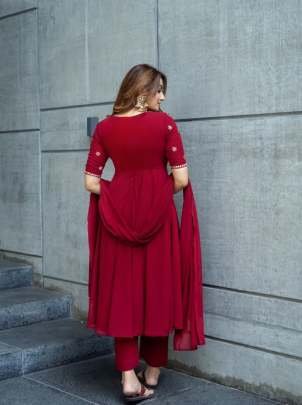 3.8 Flair Heavy Georgette Gown With Four Side Border Dupatta