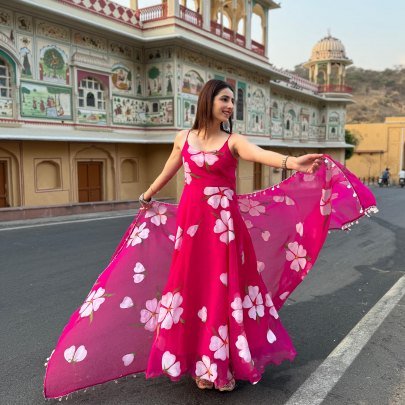 4.5 Mtr Flair Pink Colour  Anarkali  Suit