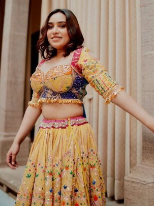 4 Mtrs Flair Muslin Cotton Fabric Navratri Lehenga