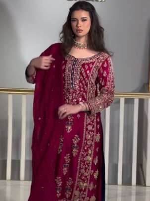 5 mm Sequence Multi Embroidery Work Ready Made Suit