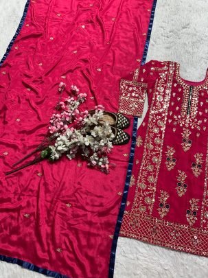 5 mm Sequence Multi Embroidery Work Ready Made Suit