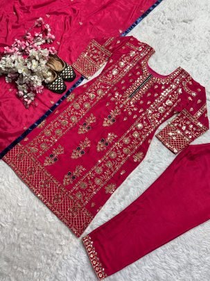 5 mm Sequence Multi Embroidery Work Ready Made Suit