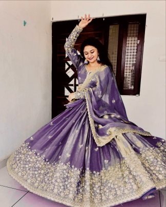 5 mm Sequins Work  Purple  Colour Lehenga Choli