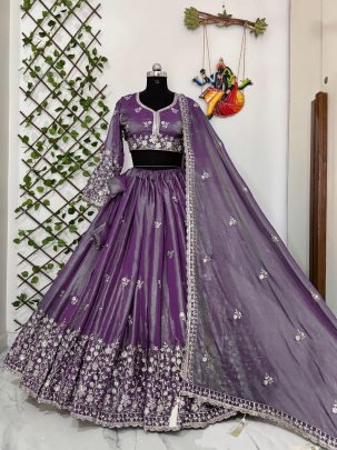 5 mm Sequins Work  Purple  Colour Lehenga Choli