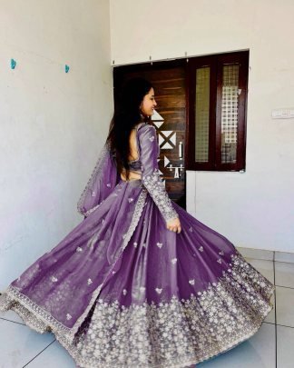 5 mm Sequins Work  Purple  Colour Lehenga Choli
