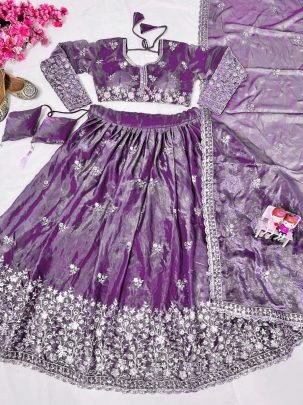5 mm Sequins Work  Purple  Colour Lehenga Choli