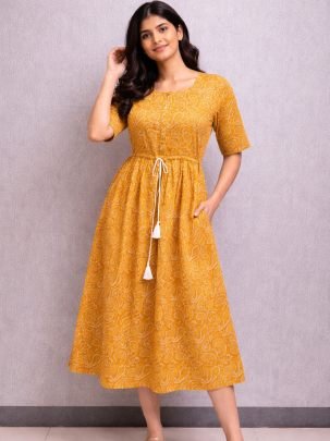 60 60 Fabric  Yellow Colour  One Pices Dress