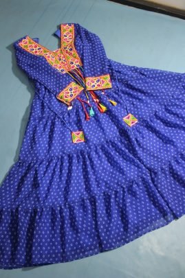 7 Meter Flair Mirror Work Navratri Gown