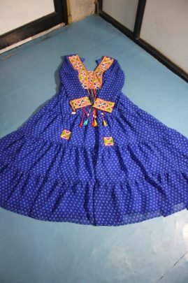 7 Meter Flair Mirror Work Navratri Gown
