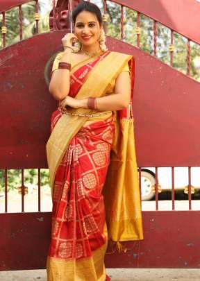 Attarctive Red Color Saree with Beautiful Gold Zari Border And Pallu Ehana-2 Sarees