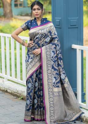 Attractive Banarasi Soft Silk Weaving Saree In Navy Blue designer sarees