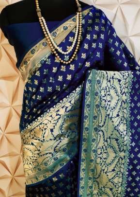 Attractive Designer Banarasi Silk Saree In Nevy Blue