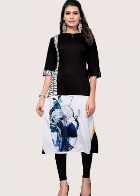 Attractive Designer Heavy American Creap In Black And White kurtis