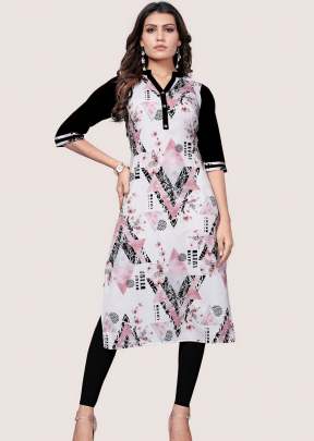 Attractive Designer Heavy American Creap In Black And White kurtis