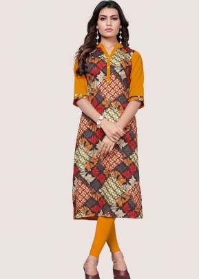 Attractive Designer Heavy American Creap In Turmeric kurtis