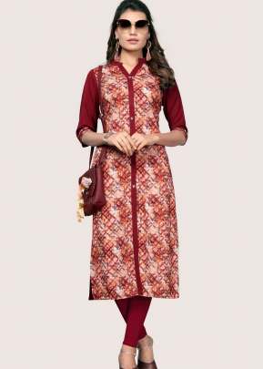 Attractive Designer Heavy American Creap In Maroon  kurtis