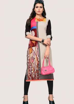 Attractive Designer Heavy American Creap In Black And Cream kurtis