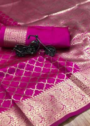 Attractive Designer Soft Banarasi Silk Saree With Weaving Gold Zari In Pink Sarees