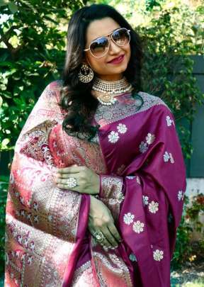 Attractive Fancy Soft Lichi Silk Saree In Wine designer sarees