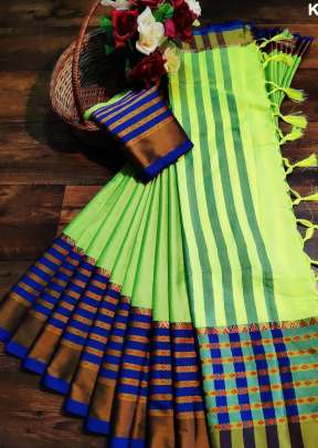 Attractive Georges Soft Cotton Silk Saree in Light Green COTTON SILK SAREE