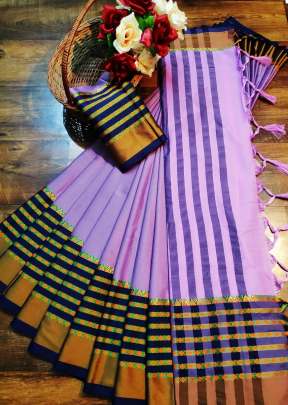 Attractive Georges Soft Cotton Silk Saree in Light Purple COTTON SILK SAREE