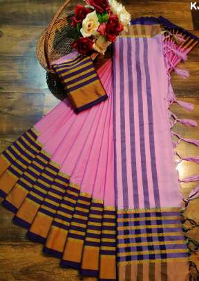 Attractive Georges Soft Cotton Silk Saree in LIght Pink COTTON SILK SAREE