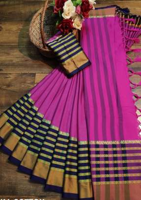 Attractive Georges Soft Cotton Silk Saree in Pink COTTON SILK SAREE