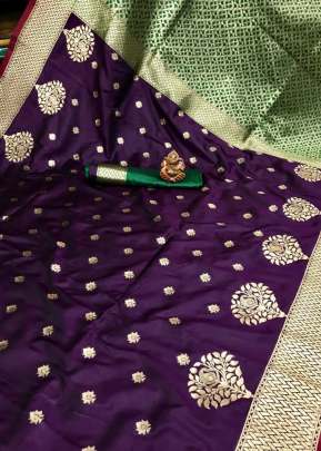 Attractive Soft Banarasi Silk Saree In Wine party wear kurtis