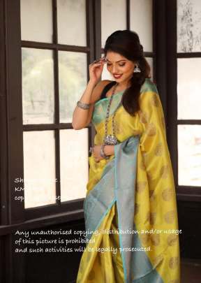 Attrective Designer Partywear Saree In Lemon Yelllow