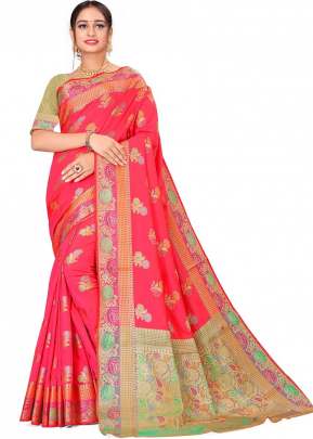 Beautiful Cotton Silk Saree In Peach COTTON SILK SAREE