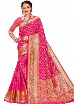 Beautiful Cotton Silk Saree In Rani COTTON SILK SAREE