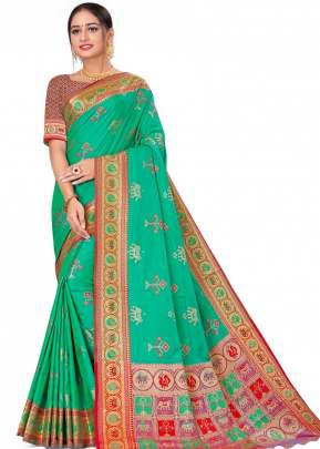 Beautiful Cotton Silk Saree In Jade Green COTTON SILK SAREE