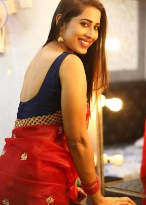 Beautiful Organza With Embroidery Work Saree In Red