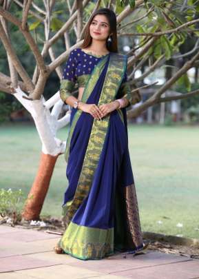 Bhavani Heavy Silk Saree With Richness of Weaving In Navy Blue  Color  Fancy Saree