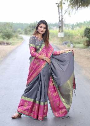 Bhavani Heavy Silk Saree With Richness of Weaving In Grey Color  Fancy Saree
