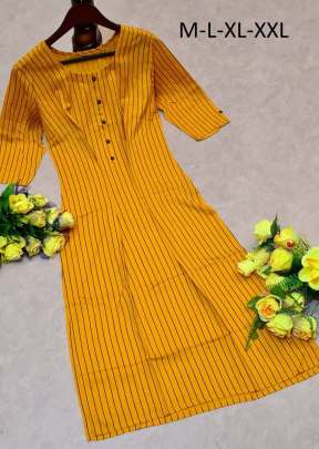 CLassic New Ready made Reyon Kurti In Yellow