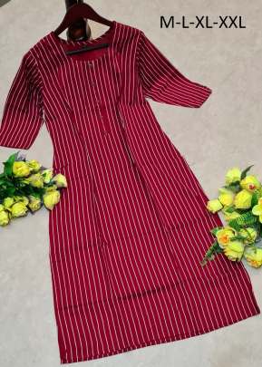 CLassic New Ready made Reyon Kurti In Wine