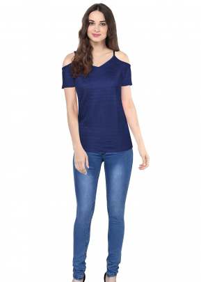 Classic Design Crop Sleeves In Navy Blue western wear