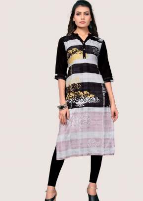 Classic Fancy Soft American Crepe Kurtis In Black And White kurtis